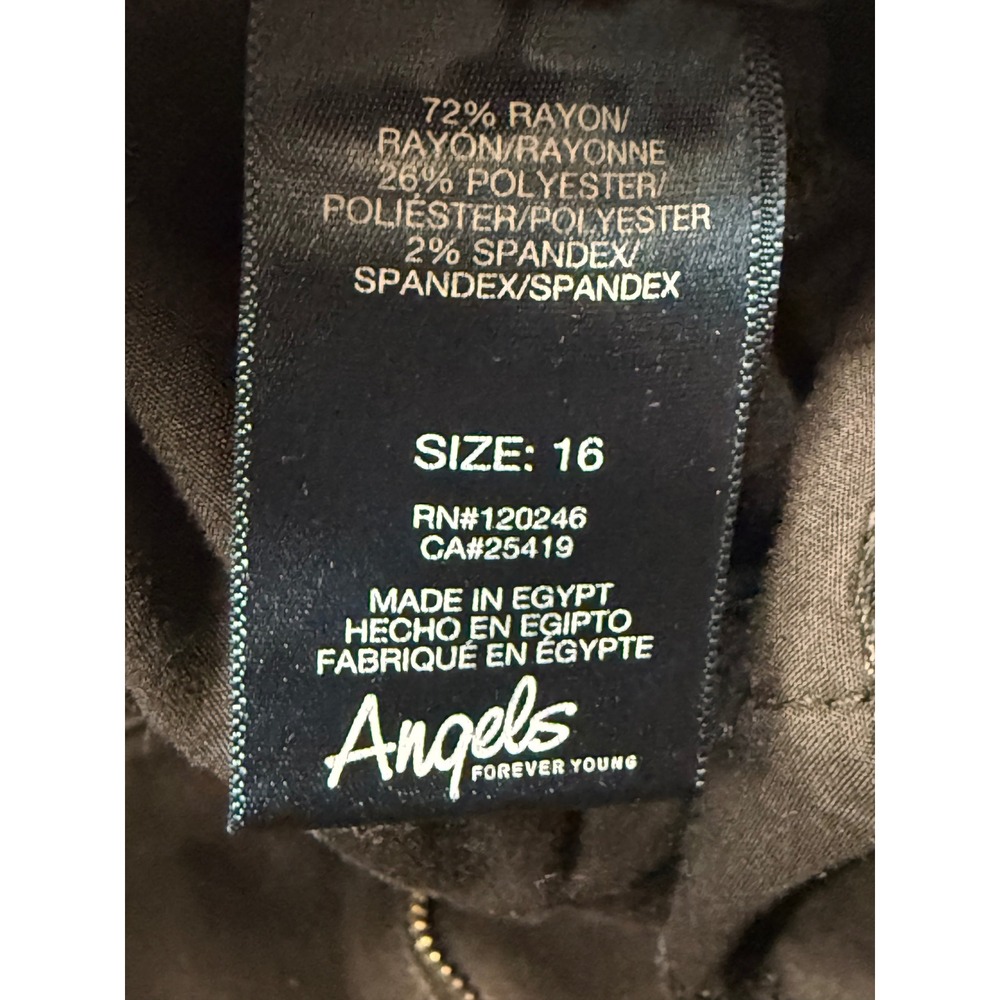 Angels Forever Young Curvy Skinny Jeans Womens 16 Black Raw Hem High Rise Stretc - Picture 7 of 12